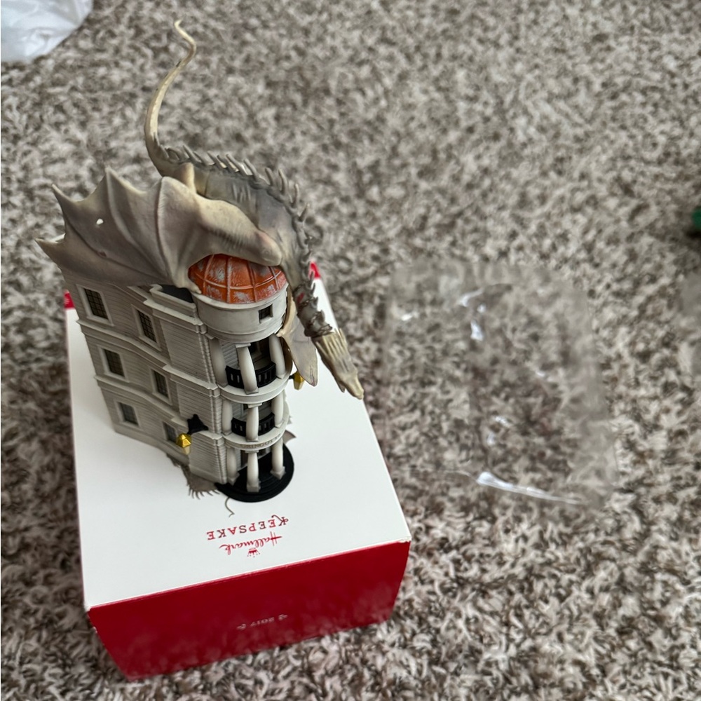 Hallmark Dragon Building Ornament - Gray and Red